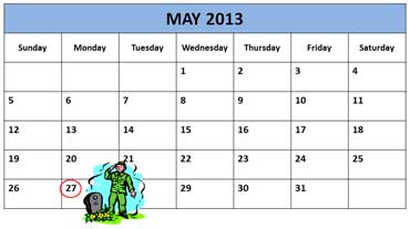 Calendar Shows Memorial Day