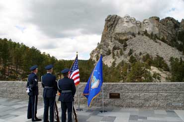 Air Force Officers Looking at Mount Rushmore
